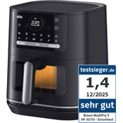Braun MultiFry HF 5075I BK 3-in-1 Heißluftfritteuse, 2000 W, PFAS-freie Keramikbeschichtung, 6 l Fassungsvermögen, 20 Kochprogramme, schwarz