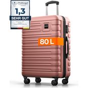 Travely Premium Koffer 24" mit über 75L Volumen, Hartschalen Koffer in Blau mit sanften Rollen & TSA Schloss