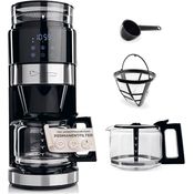 Barista Kaffeemaschine mit Mahlwerk Filterkaffeemaschine mit Glaskanne, 900W, Permanentfilter, mit Mahlwerk, LED-Touchdisplay & Timerfunktion für bis zu 10 Tassen, Schwarz