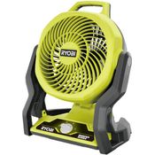 Ryobi 18 V Akku-Ventilator RF18-0 (Kompakter und tragbarer Akku-Ventilator, Ventilatorkopf 19 cm und verstellbar, Lautstärke 47 dB(A), 3-stufige Einstellung, ohne Akku & Ladegerät im Karton), Grün