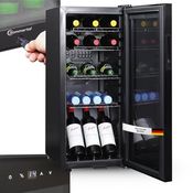 Sommertal Kühlschrank GK60, 60L Getränkekühlschrank mit Glastür, Touchscreen, LED-Beleuchtung und Schloss, schwarz
