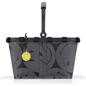 REISENTHEL® carrybag XS Einkauskorb, wasserabweisend mit Smiley-Design in Grau, 15L, stabiler Aluminiumrahmen, 26 x 51 x 30,5 cm