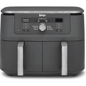Ninja Dual Zone Digital Air Fryer DZ400EU, 9,5L Heißluftfritteuse mit 2 Schubladen, 6-in-1 Funktionen, spülmaschinenfeste Körbe, Metallic Grau
