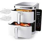 GOURMETmaxx FryUp Vertikale Doppelkammer Heißluftfritteuse, 10L Fassungsvermögen, klappbares Touchdisplay, 2800 W, 12 Kochprogramme