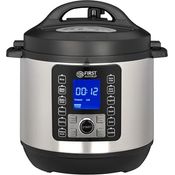 TZS FIRST AUSTRIA Multikocher Druckkochtopf elektrisch 6L, 12 Automatik-Programme, 1000 W, Dampfgarer mit Warmhaltefunktion, silber/schwarz