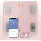 himaly Körperfettwaage, kompatibel Personenwaage mit App, Smart Digitale Waage für Körperfett, Knochengewicht, Körpergewicht, Muskelmasse, viszerales Fett, Körperwasser, BMI (Rosa)