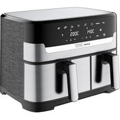 Jamie Oliver by Tefal Dual Drawer Heißluftfritteuse EY90JDE1, Doppelkammer mit 2 unabhängigen Garzonen, 8 automatische Programme, 8,3 L Gesamtfüllmenge, Schwarz/Edelstahl