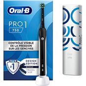 Oral-B Pro 1 750 Elektrische Zahnbürste schwarz mit 3D-Technologie, 1 Reiseetui, 1 Bürste