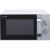 Sharp R204WA Mikrowelle, Standgerät, weiß-silber, 800 Watt, 20 Liter Garraum, 6 Leistungsstufen, Timer bis 30 Min.
