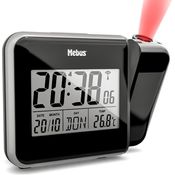 Mebus 42425 Projektions-Funkwecker, mit roter Uhrzeitprojektion, Innenthermometer und blauer Hintergrundbeleuchtung