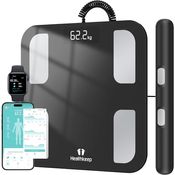 Healthkeep Digitale Körperfettwaage, Bluetooth mit 8 Elektroden, Ganzkörperanalysewaage mit App und Handsensoren, intelligent für 18 analysierte Körperdaten, BMI, Gewicht, Muskelmasse