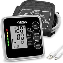 Bild für CAZON Blutdruckmessgeräte Oberarm Digital Vollautomatisch Blutdruckmessgerät Pulsmessung Blutdruckmessung Großes mit Große Manschette 2x120 Dual-User Schwarz