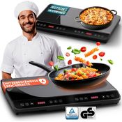 Stillstern Doppel-Induktionskochplatte ChefKoch Xtreme Duo 3600W, 24h Timer, Lautlos-Funktion, Glaskeramik
