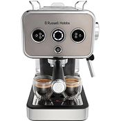 Russell Hobbs Espressomaschine [Siebträgermaschine] Distinction Edelstahl Titanium (15 Bar, Einsatz 1&2 Tassen, ESE Pads, autom.Dosieren & man.Option, Dampfdüse f Heißwasser & Milchschaum) 26452-56