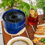 Feuerhand Tischgrill Tamber in Blau | Grillrost aus Emaille | Anti-Haft | raucharme Verbrennung | Ablaufrillen für Fett und Speiseflüssigkeiten | mit Tischgrill-Kohle