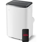 AEG Comfort 6000 AXP26U339CW mobiles Klimagerät, 30-40 m², LED-Display, Touch-Bedienung, App-Steuerung, Kühl-, Ventilator- und Entfeuchtungsfunktion, 64 dB(A), weiß/schwarz