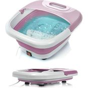 TZS First Austria Klappbares Fußsprudelbad mit Heizung | Pink | Vibration & Sprudelfunktion | Fuß-Massage-Gerät | Fußbadewanne | max. 45°C | Pediküre