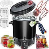 KESSER Einkochautomat 27 Liter, Edelstahl | 1800 Watt | Temperatur 30-100°C | Dauerbetrieb | Abschaltautomatik | Heißgetränkeautomat mit Zange & 2 Gläsern, schwarz