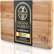 Deer & Oak Hochwertiges Schneidebrett aus Holz - 38 x 25 x 2 cm - Großes Bambus-Schneidebrett - Holzbrett küche - Schneidebrett groß - Holzbretter - Für Fleisch, Gemüse und andere Lebensmittel