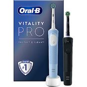 Oral-B Vitality Pro Elektrische Zahnbürste/Electric Toothbrush, Doppelpack mit 2 Aufsteckbürsten, 3 Putzmodi für Zahnpflege, Geschenk Mann/Frau, Designed by Braun, schwarz/blau