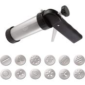 Dr. Oetker Gebäckpresse Edelstahl inkl. 12 Formscheiben rostfreier Edelstahl, Gebäckspritze, für variantenreiches Spritz-Gebäck, großes Füllvolumen, Menge: 1 Stück