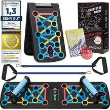 Bild für Body & Mind® Push-Up Liegestütz-Brett; Faltbares Multifunktions Elite Rack Fitness-Board für Ganzkörper-Training & Effektive Liegestützen; Liegestütz-Griffe mit Gratis Trainingsbänder & E-Book