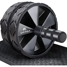 Bild für Amonax Bauchroller, bauchtrainer ab roller, bauchmuskeltrainer ab wheel set, mit Rutschfester, inkl. gut gepolsterter Kniematte/Knieauflage, für Männer und Frauen, Bauchmuskeltraining (Schwarz)