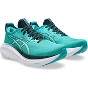 ASICS GEL-NIMBUS 27, Laufschuh mit PureGEL Technologie und FF BLAST PLUS ECO Foam, Wave Teal/Saxon Green, Größe 43.5