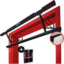 Bild für riijk 3 in 1 Premium Klimmzugstange Tür & Dip Barren & Liegestützgriffe +20 cm Höhe für volle Klimmzüge