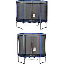 Bild für HOMCOM Trampolin mit Sicherheitsnetz Gartentrampolin für Innen- und Außenbereich Fitnesstrampolin für Kinder und Erwachsene Stahl Blau+Schwarz bis 113,6 kg Ø244 x 240H cm