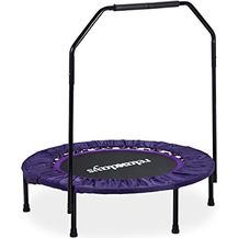 Bild für Relaxdays Trampolin faltbar mit Haltestange Indoor H x B x T: 113 x 102 x 102 cm Maximalbelastung: 120 kg schwarz-lila