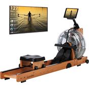 Skandika Wasserrudergerät Lykke | 90° Tank, Holz Rudergerät für Zuhause, Kinomap App kompatibel, massives Buchenholz, Wasser | Holzrudergerät mit Wasserwiderstand (helles Holz)