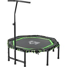Bild für HOMCOM Fitness-Trampolin mit verstellbarem Griff klappbar Trampolin für Kinder und Erwachsene Gartentrampolin Stahl Grün+Schwarz 122 x 122 x 122-138 cm