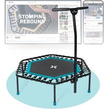 Bild für SportPlus Fitness Trampolin für zuhause, mit Haltestange (5-Fach höhenverstellbar)