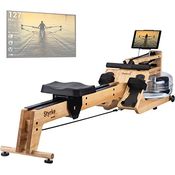 Skandika Wasserrudergerät Styrke | Designed and Made in Germany, Rudergerät Wasser aus Holz, Kinomap App-Funktion, Wasserrudergerät für Zuhause, Massive Esche, naturnahes Rudern