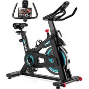 Wenoker Heimtrainer Fahrrad, Indoor Cycling Bike mit LCD-Monitor, Heimtrainer mit iPad-Halterung, Belastbarkeit 140 kg Fitnessbike Zuhause, Stille Stationäre Fahrräder für zu Haus
