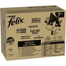 Bild für FELIX So gut wie es aussieht Senior Katzenfutter nass in Gelee, Sorten-Mix, 120er Pack (120 x 85g)