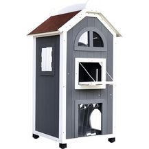 Bild für PawHut 2-stöckiges Katzenhaus für Draußen aus Tannenholz