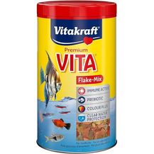 Bild für Vitakraft Flake-Mix, Fischfutter Aquarium mit Garnelen und Spirulina, reichhaltiger Mix aus fünf Futterflocken für alle Zierfische (1x 1l)