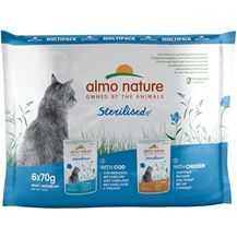 Bild für Almo Nature Functional Sterilised, Feuchtnahrung für sterilisierte und ältere Katzen mit Kabeljau und Huhn, fettarm und feuchtigkeitsspendend, 70g (6er Pack)